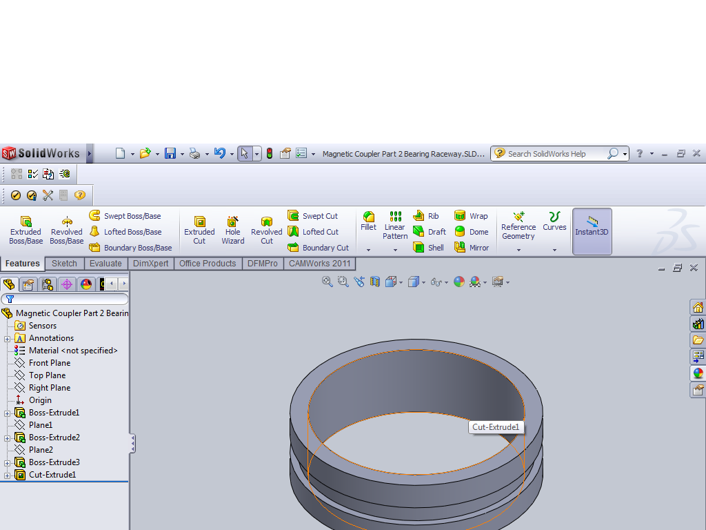 Part 2, which will be stationary on the outside of the housing. This is the raceway for the ball bearing