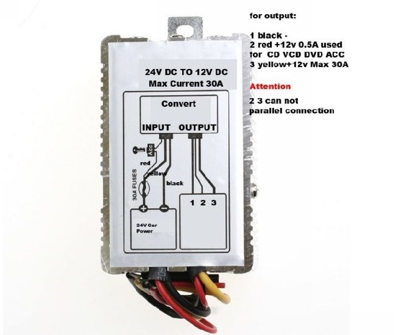 24 volt to 12 volt DC to DC convertor. 30 amp max.